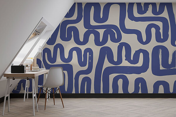 Wall murals Blue lines on a white background