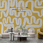 Wall murals White and yellow maze