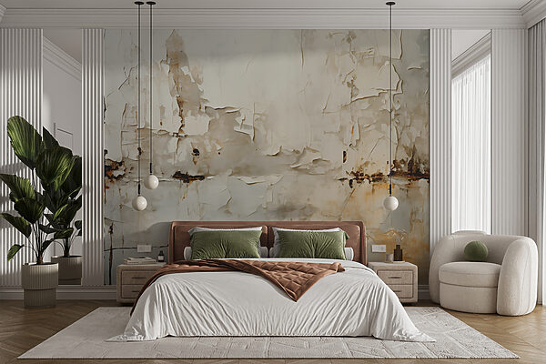 White wall with peeling paint Wall murals White wall with peeling paint