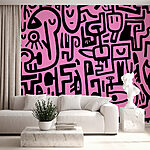 Wall murals Pink and black pattern