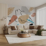 Wall murals Colorful art with leaves