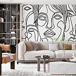 Wall murals Black and white drawing of faces