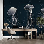 Wall murals Group of jellyfishes in the water
