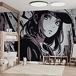 Wall murals Cartoon of a woman wearing a hat
