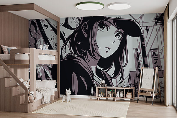 Cartoon of a woman wearing a hat Wall murals Cartoon of a woman wearing a hat
