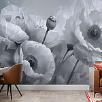 Wall murals Elegant Poppies in Monochrome