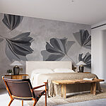 Wall murals Grey and white floral design