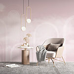 Wall murals White lines on a pink background
