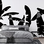 Wall murals Black silhouette of a banana leaf