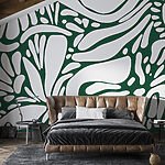 Wall murals White and green pattern