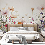 Wall murals Group of flowers on a white background