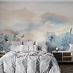 Wall murals Painting of flowers and butterflies