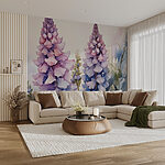 Wall murals Painting of flowers on a white background