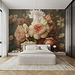 Wall murals Painting of flowers on a wall