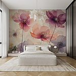 Wall murals Group of flowers on a white background