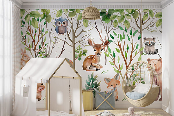 Group of animals in the woods Wall murals Group of animals in the woods