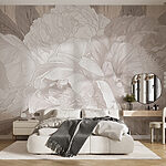 Wall murals Elegant peony sketch in monochrome