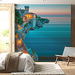 Wall murals Building on a cliff above water