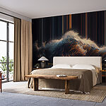 Wall murals Wave with orange and white light coming out of it