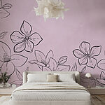 Wall murals Drawing of flowers on a pink background