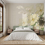 Wall murals Cream Blossoms on Textured Backdrop