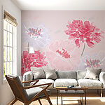 Wall murals Group of flowers on a pink background