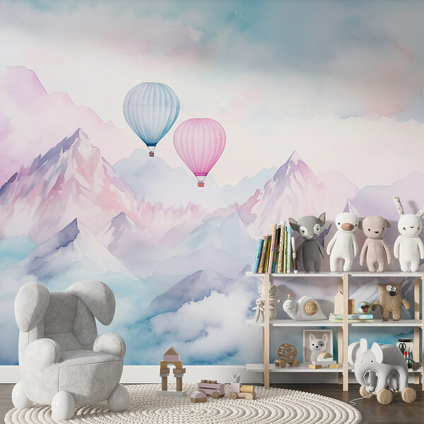 Wall murals Group of hot air balloons in the sky over mountains (SKU: w01786v1) Wall murals Wall murals Group of hot air balloons in the sky over mountains (SKU: w01786v1)