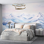Wall murals Watercolor painting of mountains and clouds