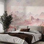 Wall murals Painting of mountains and clouds