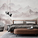 Wall murals Mountain range with clouds