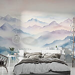 Wall murals Painting of mountains and clouds