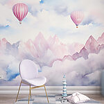 Wall murals Group of hot air balloons in the sky above clouds