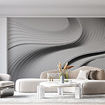 Wall murals White and grey curved lines