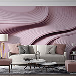 Wall murals Pink and white wavy lines