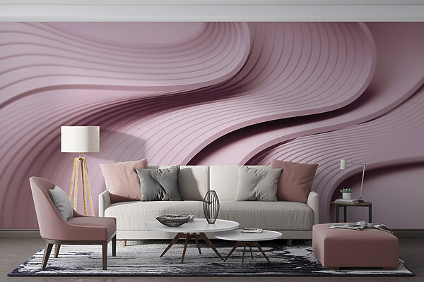 Pink and white wavy lines Wall murals Pink and white wavy lines