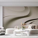 Wall murals White and grey wavy lines