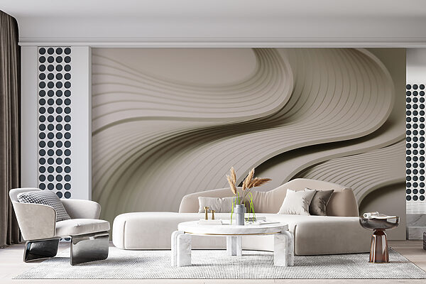 Wall mural White and grey wavy lines (SKU: w01147v2) Wall mural Wall mural White and grey wavy lines (SKU: w01147v2)