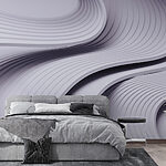 Wall murals White and grey wavy lines