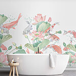 Wall murals Watercolor painting of fish and flowers