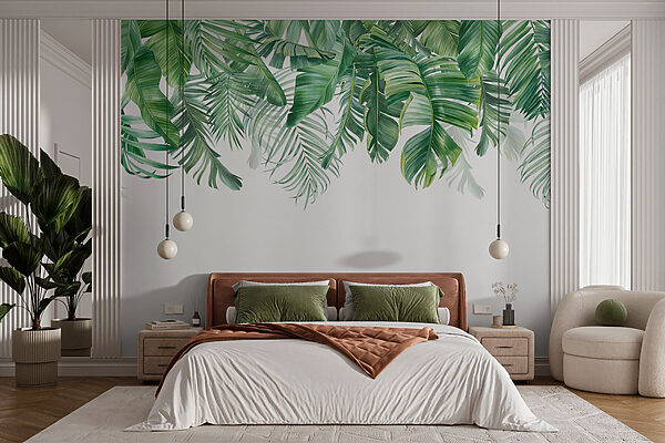 Row of green leaves Wall murals Row of green leaves