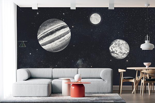 Planets in space with stars Wall murals Planets in space with stars