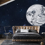 Wall murals Moon in space with stars