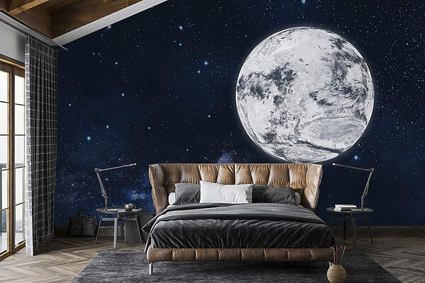 Moon in space with stars Wall murals Moon in space with stars