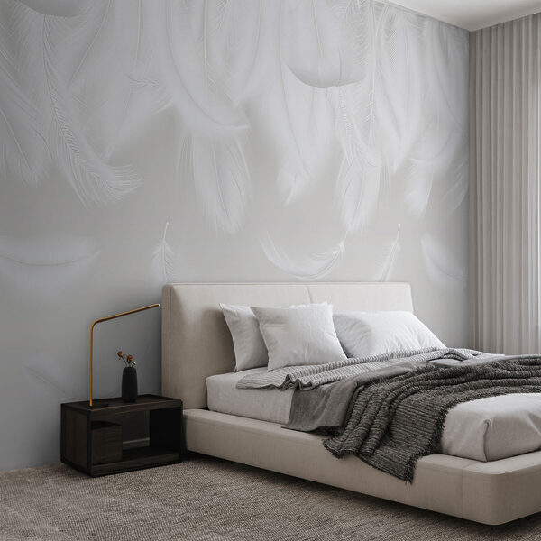 White feathers falling down Wall murals White feathers falling down