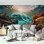 Wall murals Dolphin swimming in the ocean
