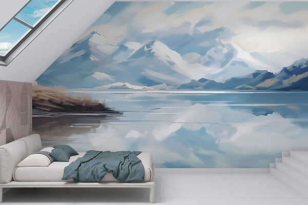 Lake with mountains in the background Wall murals Lake with mountains in the background