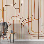 Wall murals Brown lines on a beige background