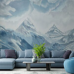 Wall murals Painting of mountains and clouds