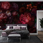 Wall murals Group of flowers on a dark background