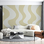Wall murals Tan and white wavy lines
